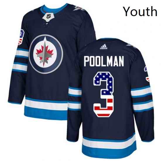 Youth Adidas Winnipeg Jets 3 Tucker Poolman Authentic Navy Blue USA Flag Fashion NHL Jersey